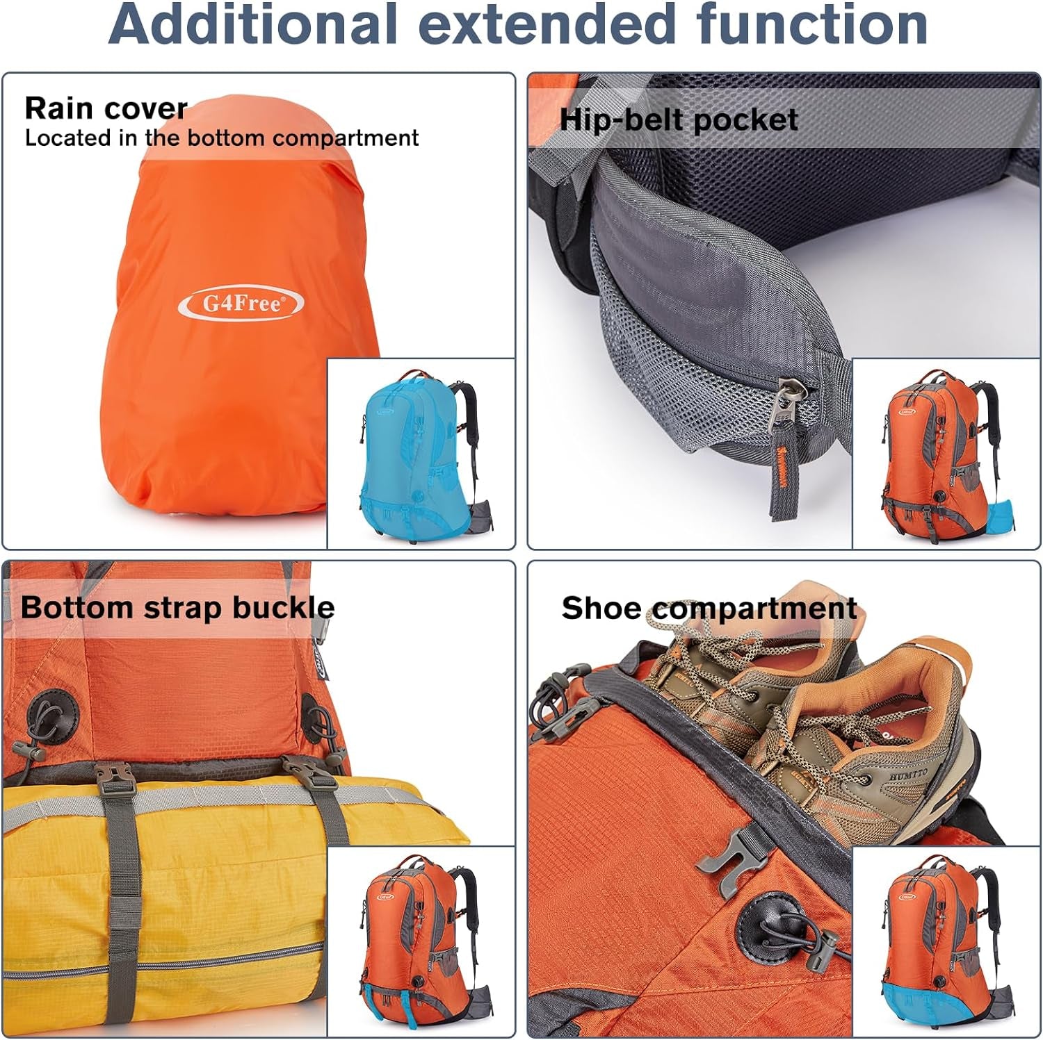 50L Hiking Backpack Waterproof Daypack Outdoor Camping Climbing Backpack with Rain Cover for Men Women