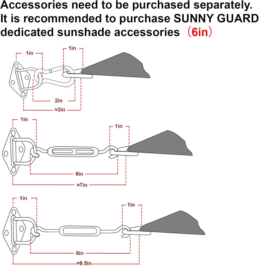 Sun Shade Sail 316 Stainless Steel Hardware Kit 6 Inch for Rectangle Shade Sail Installation for Backyard Yard Deck Patio Garden