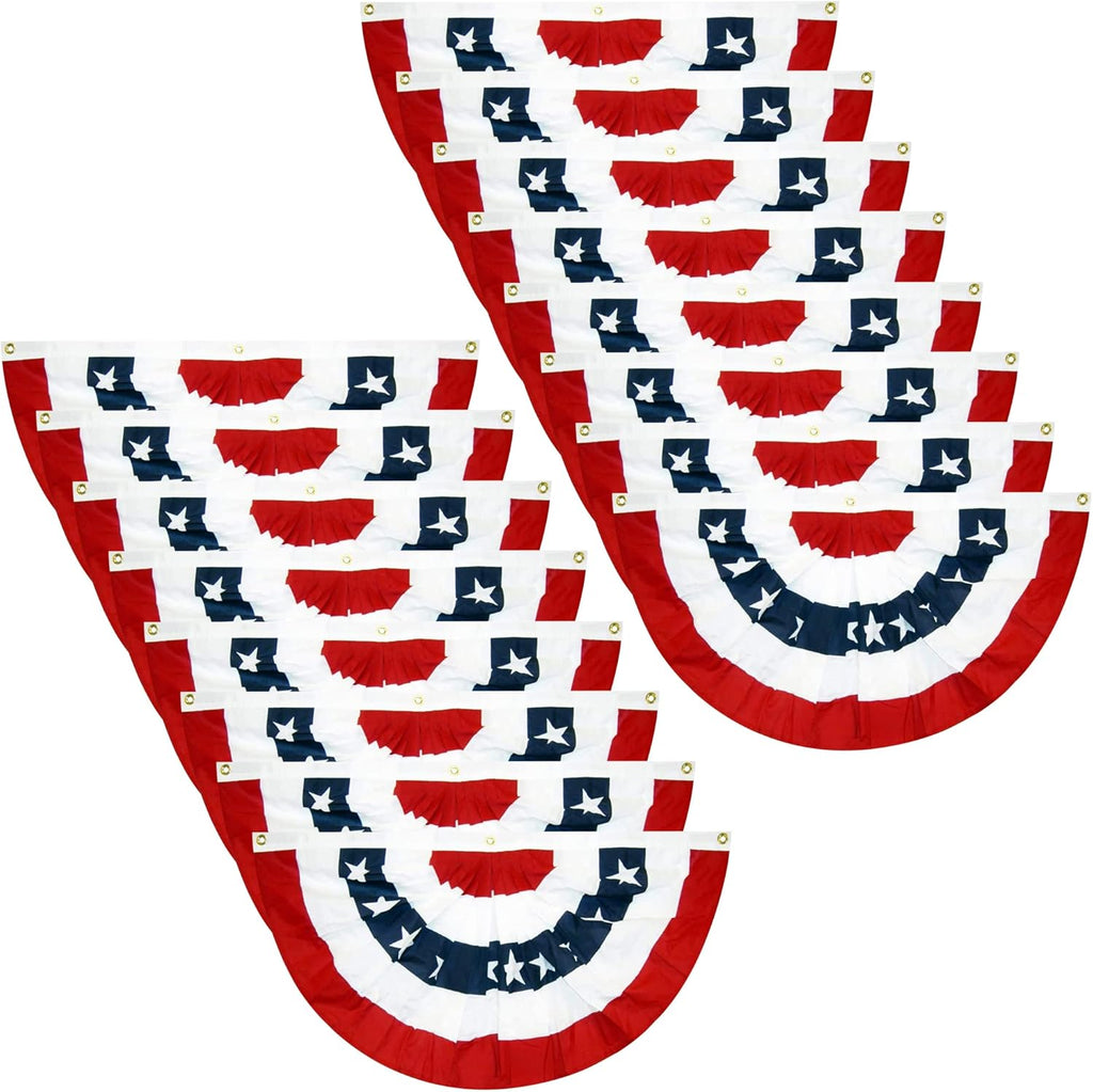 16 Pcs USA Patriotic Pleated Fan Flags-3 X1.5 Ft American US Flag Bunting Banner Patriotic Bunting Flag Stars and Stripes Flag Bunting for Memorial Day the 4Th of July and Labour Day