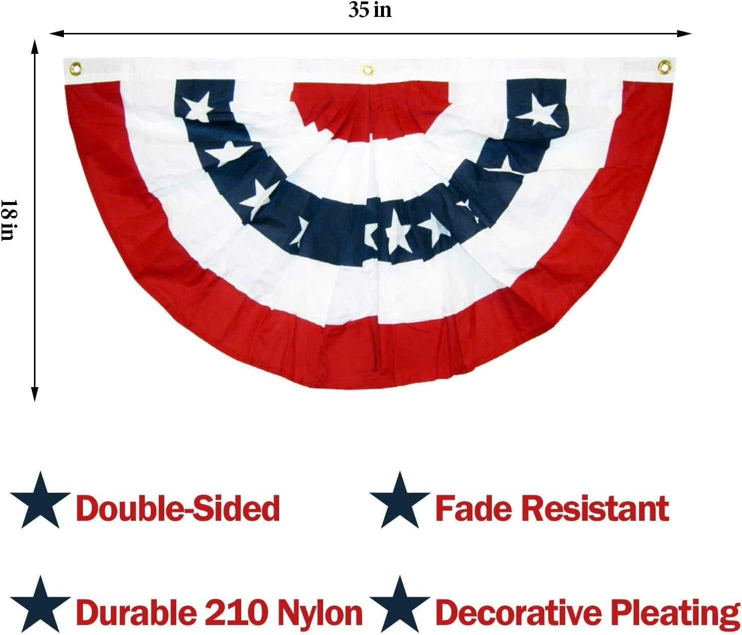 16 Pcs USA Patriotic Pleated Fan Flags-3 X1.5 Ft American US Flag Bunting Banner Patriotic Bunting Flag Stars and Stripes Flag Bunting for Memorial Day the 4Th of July and Labour Day