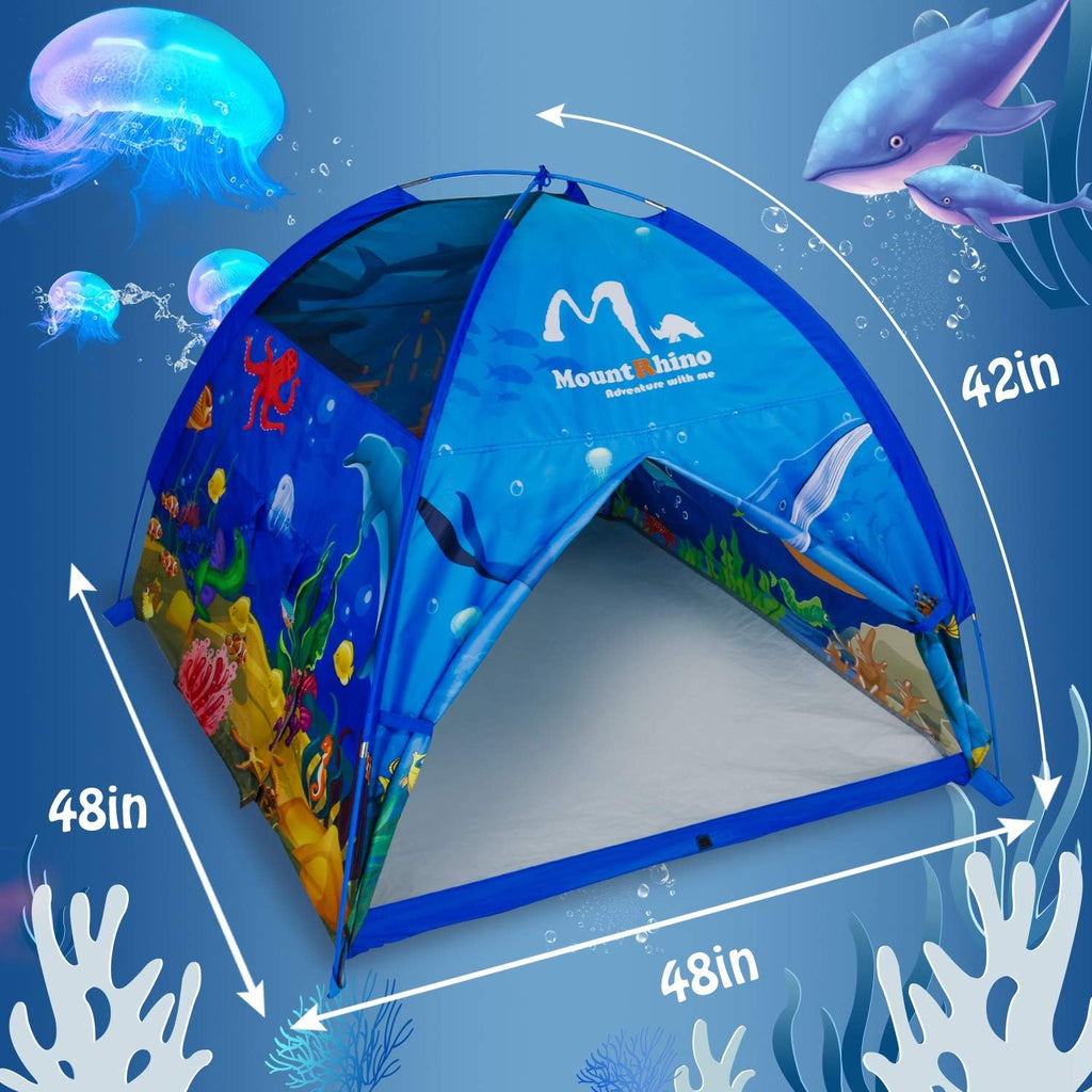 Kids Play Tent Playhouse-48”X48”X42” Ocean Tent Indoor Outdoor Tents for Kids Portable Ocean Animals Toys Tents for Boys Girls Imaginative Camping Games Kid’S Gift
