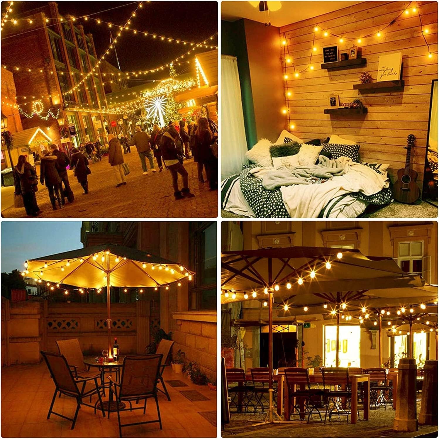 Outdoor String Lights 100Feet Patio Lights with 105 G40 Edison Glass Bulbs(5 Spare) Globe Hanging Lights for Patio,Balcony Backyard,Camping,Party Decor,Waterproof Vintage String Lights for Outside