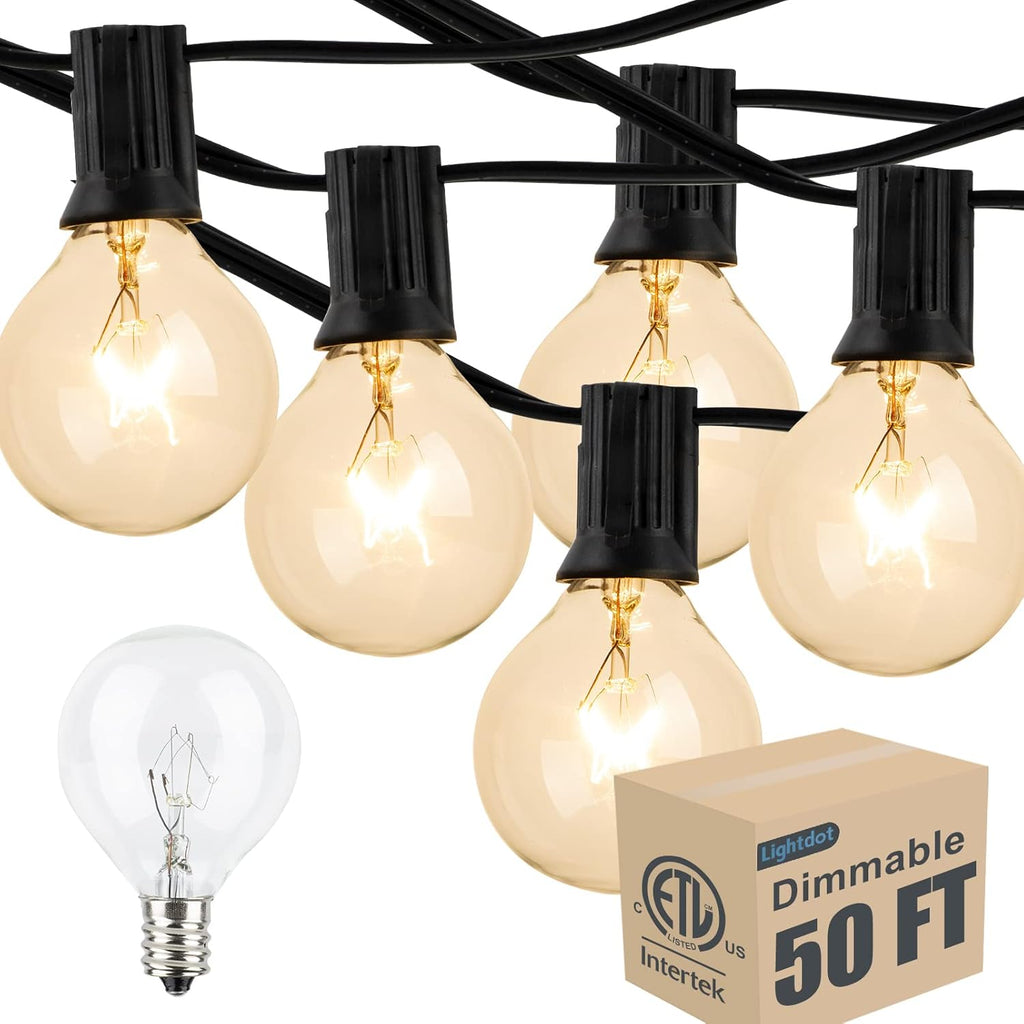 G40 Globe String Lights 2700K with 52 Edison Glass Bulbs(2 Spare)