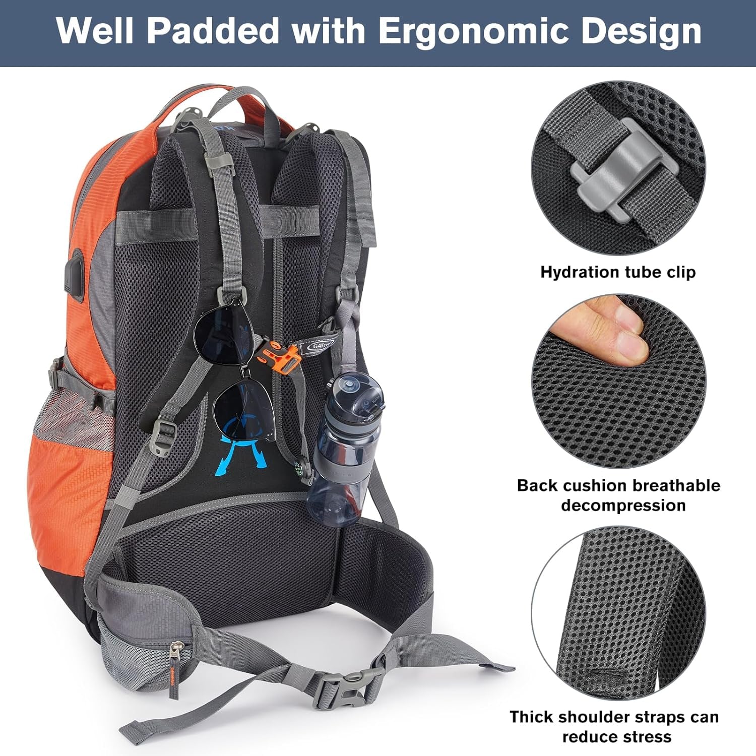 50L Hiking Backpack Waterproof Daypack Outdoor Camping Climbing Backpack with Rain Cover for Men Women