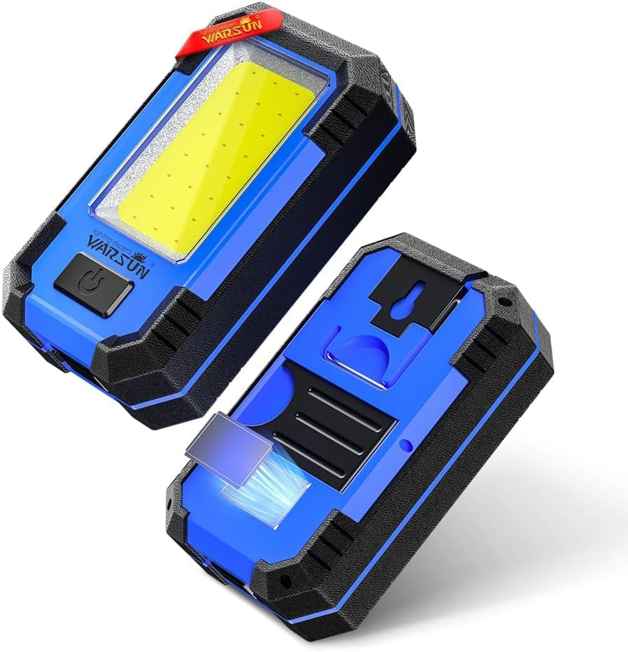 LED Work Light Rechargeable Magnetic Portable Mechanic Worklight Battery Powered 1200 Lumens Super Bright for Car Repairing, Camping, Hiking, Gifts for Dad, Blue
