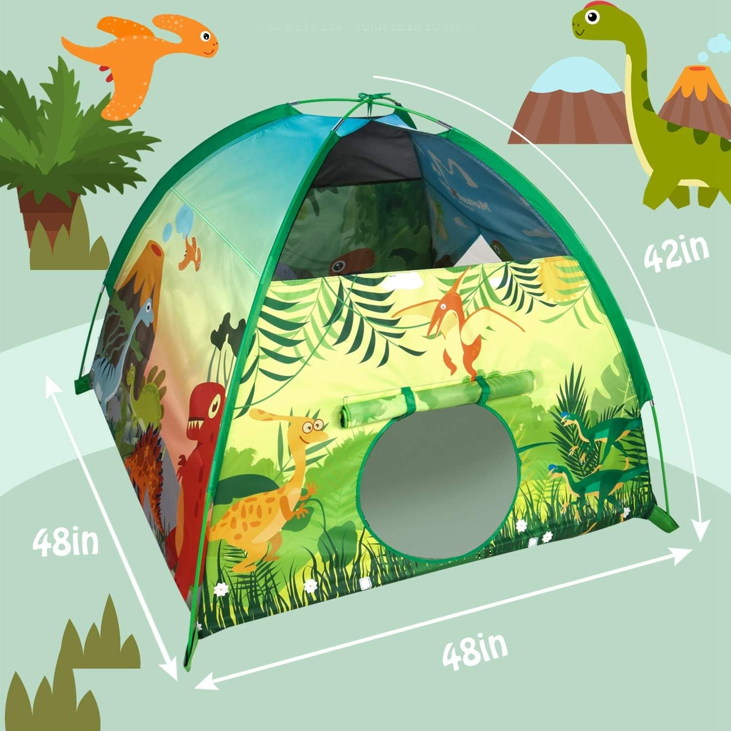 Kids Play Tent -48”X48”X42” Dinosaur Tent Playhouse Outdoor Indoor Tents for Kids Portable Dinosaur Toys Tents for Boys Girls Imaginative Camping Games Kid’S Gift