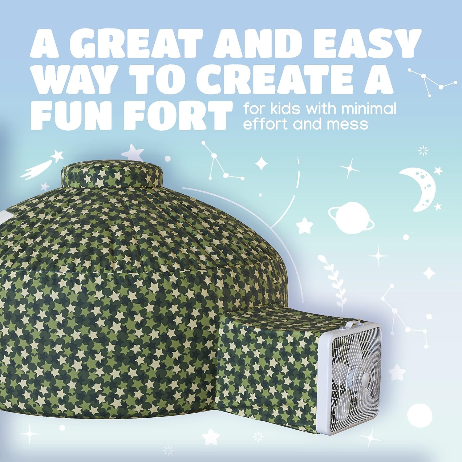 Inflatable Tent for Kids (Camo Dark Grey), Inflatable Air Tent for Kids Sets up and Stores Away in Seconds, Improved Blow up Fort (Fan NOT Included) (Camo Stars)