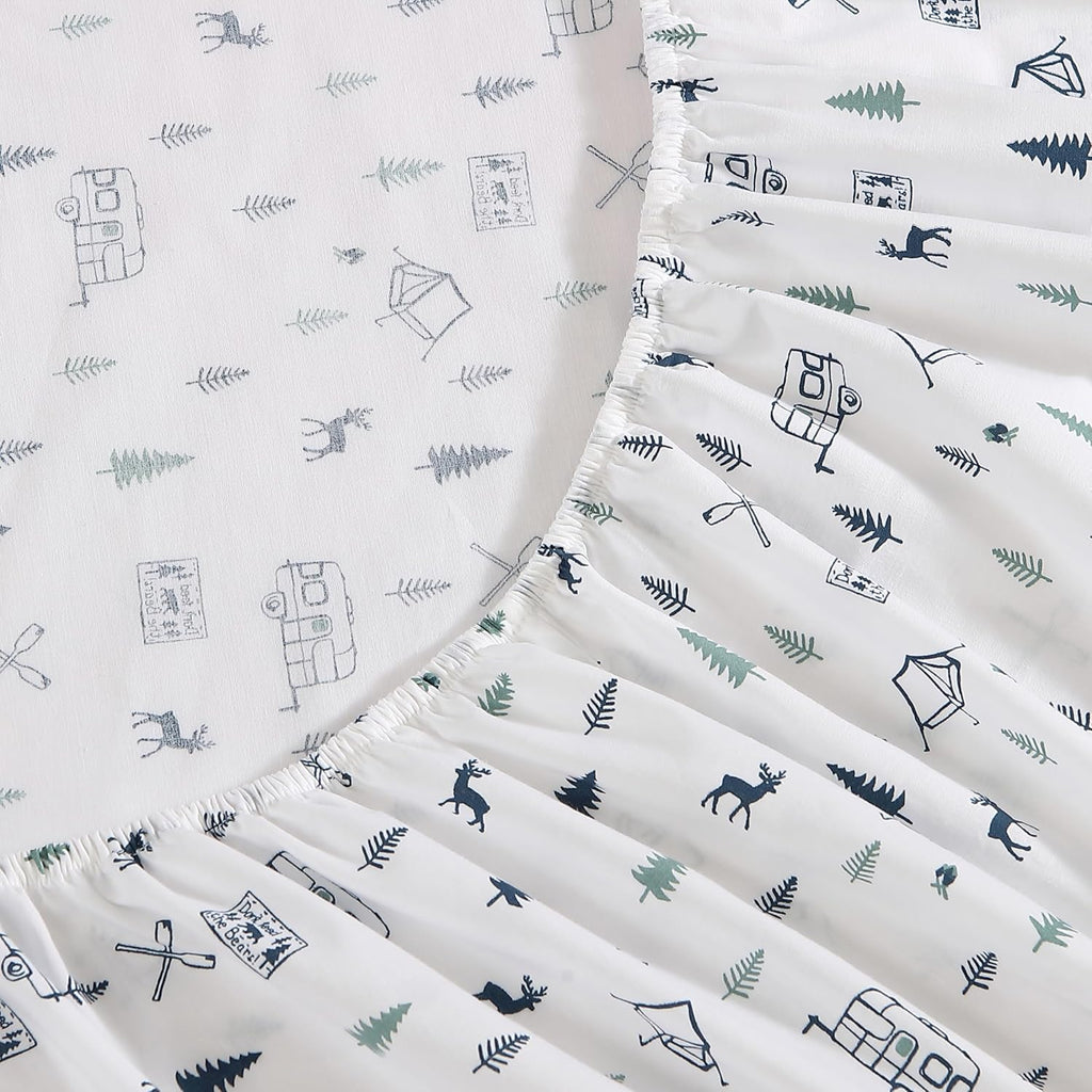 - Twin Sheet Set, Cotton Percale Bed Sheets, Crisp & Cool Bed Sheets, Ideal Dorm Essentials (Campout Dark Blue, Twin)