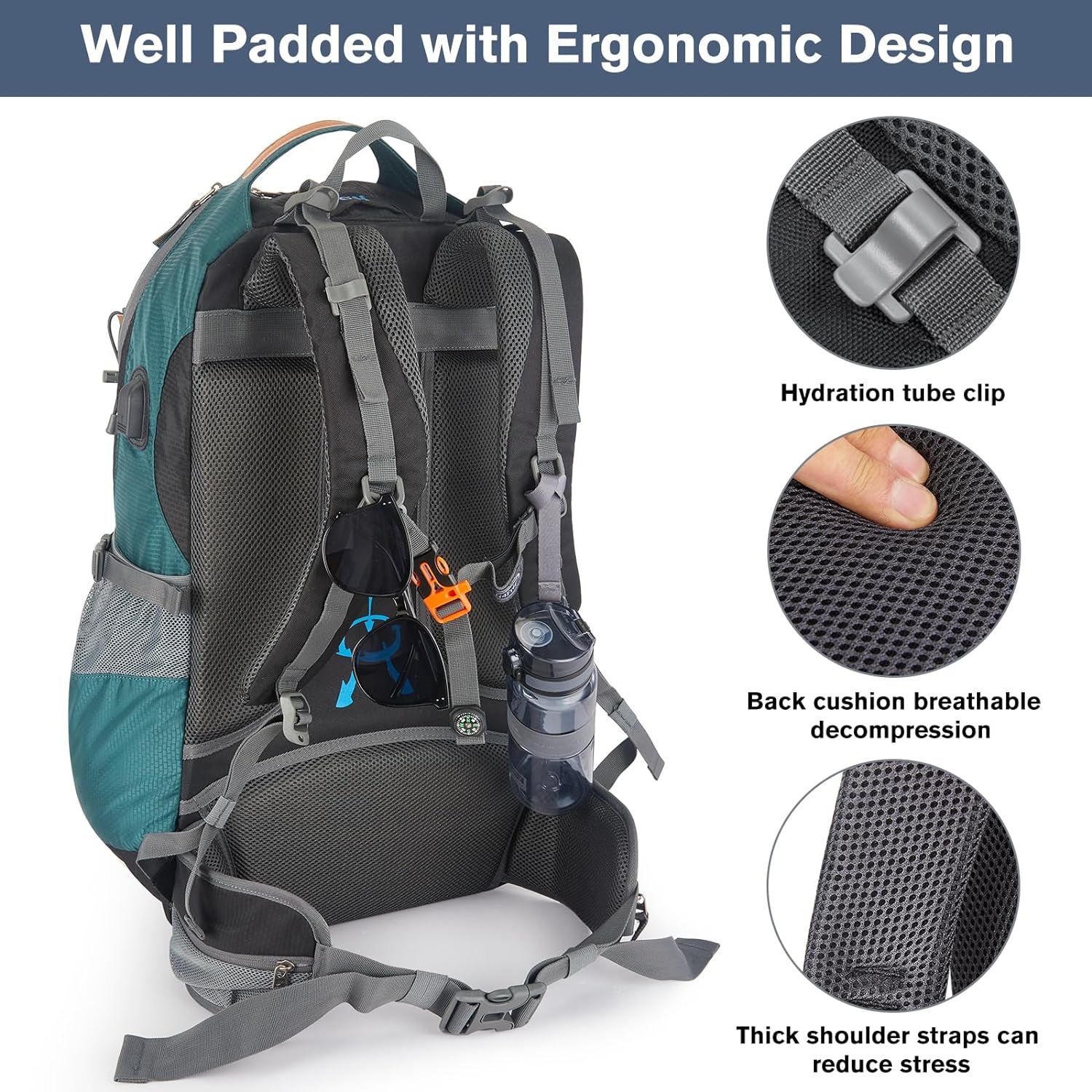 50L Hiking Backpack Waterproof Daypack Outdoor Camping Climbing Backpack with Rain Cover for Men Women