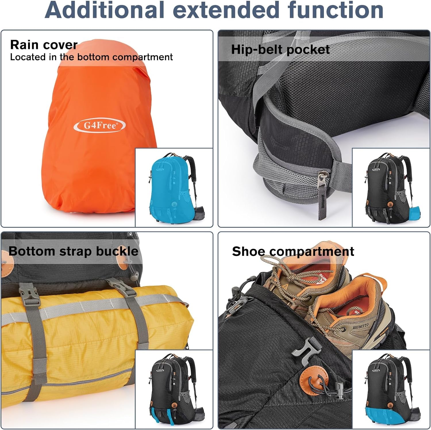 50L Hiking Backpack Waterproof Daypack Outdoor Camping Climbing Backpack with Rain Cover for Men Women