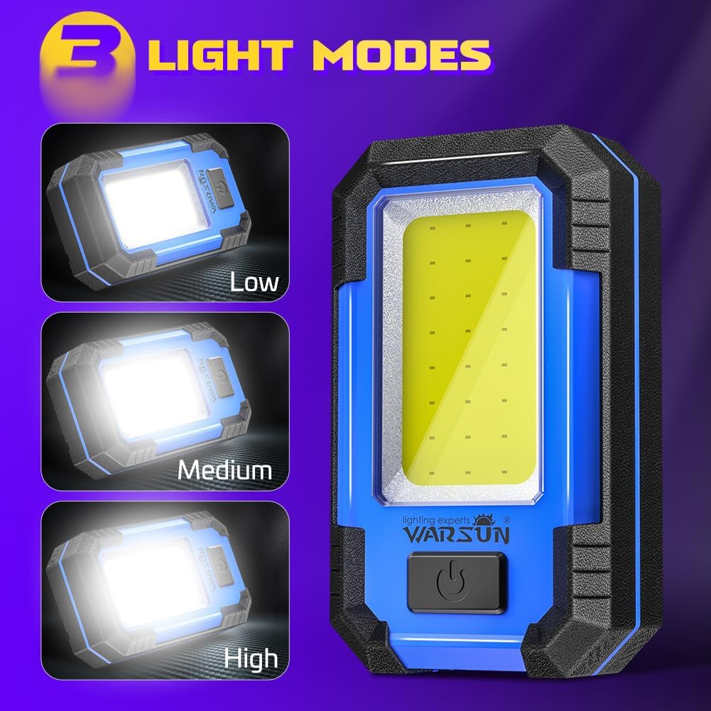 LED Work Light Rechargeable Magnetic Portable Mechanic Worklight Battery Powered 1200 Lumens Super Bright for Car Repairing, Camping, Hiking, Gifts for Dad, Blue