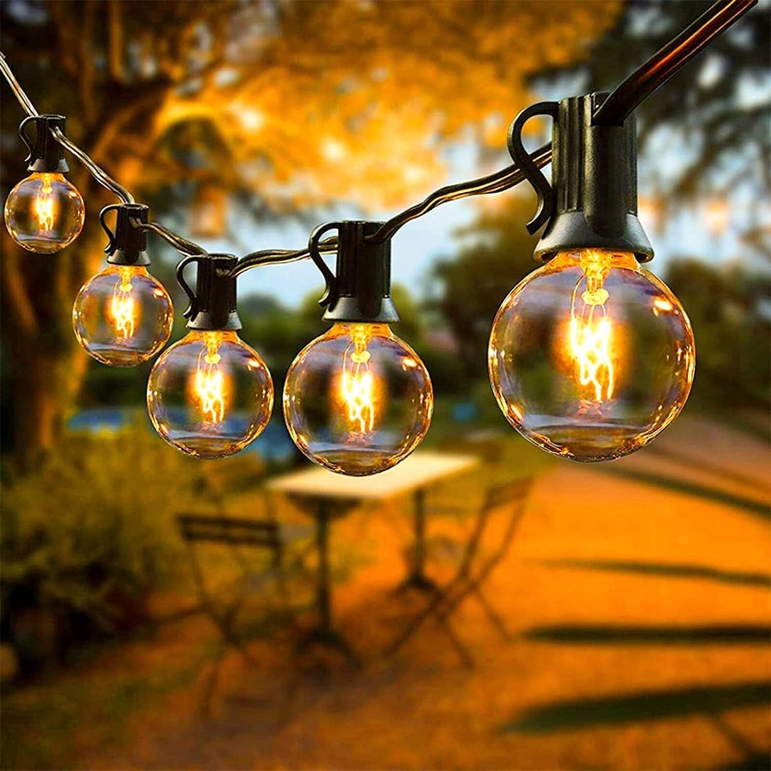 Outdoor String Lights 100Feet Patio Lights with 105 G40 Edison Glass Bulbs(5 Spare) Globe Hanging Lights for Patio,Balcony Backyard,Camping,Party Decor,Waterproof Vintage String Lights for Outside