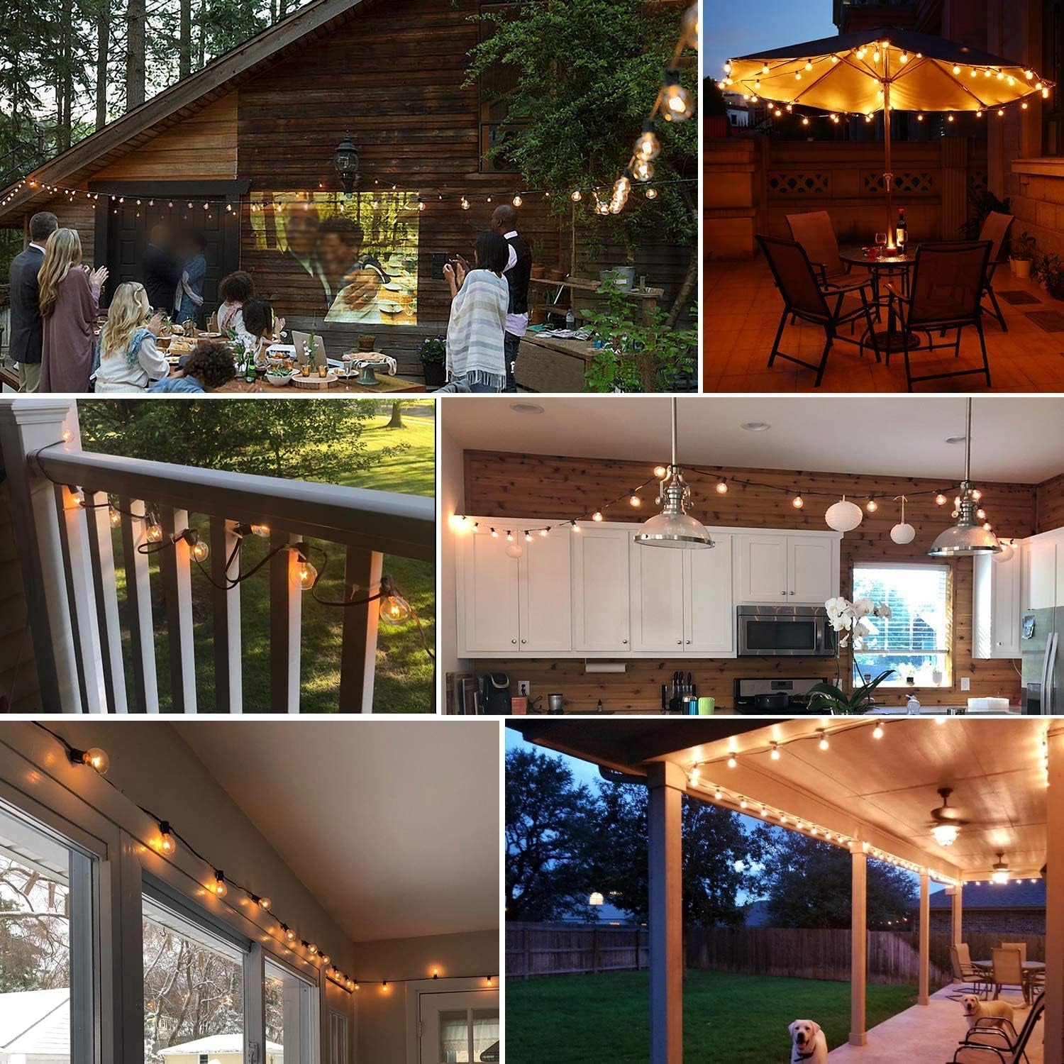 Outdoor String Lights 100Feet Patio Lights with 105 G40 Edison Glass Bulbs(5 Spare) Globe Hanging Lights for Patio,Balcony Backyard,Camping,Party Decor,Waterproof Vintage String Lights for Outside