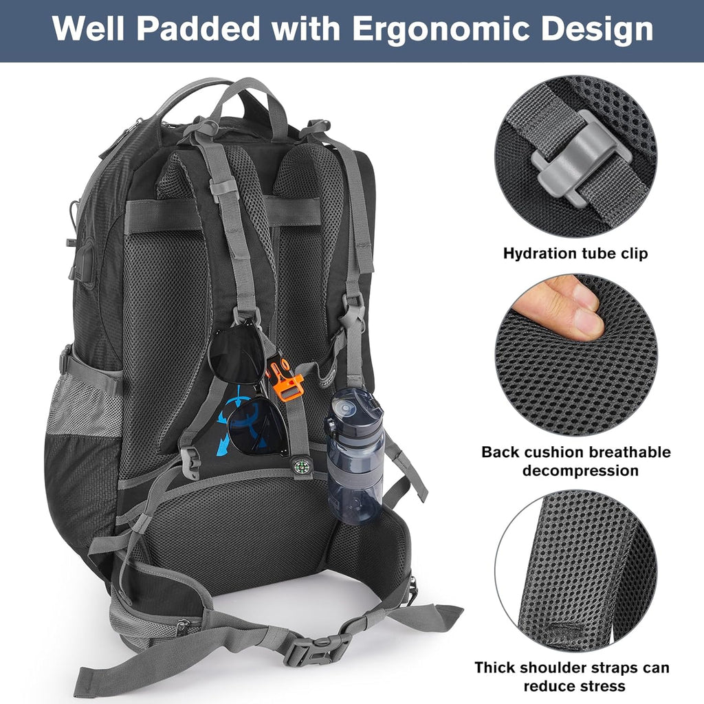 50L Hiking Backpack Waterproof Daypack Outdoor Camping Climbing Backpack with Rain Cover for Men Women