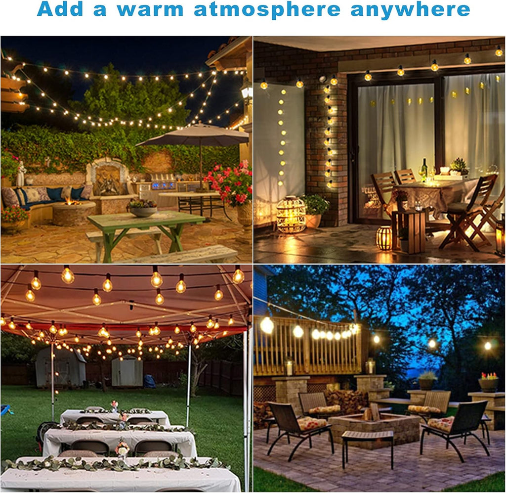 G40 Globe String Lights 2700K with 52 Edison Glass Bulbs(2 Spare)