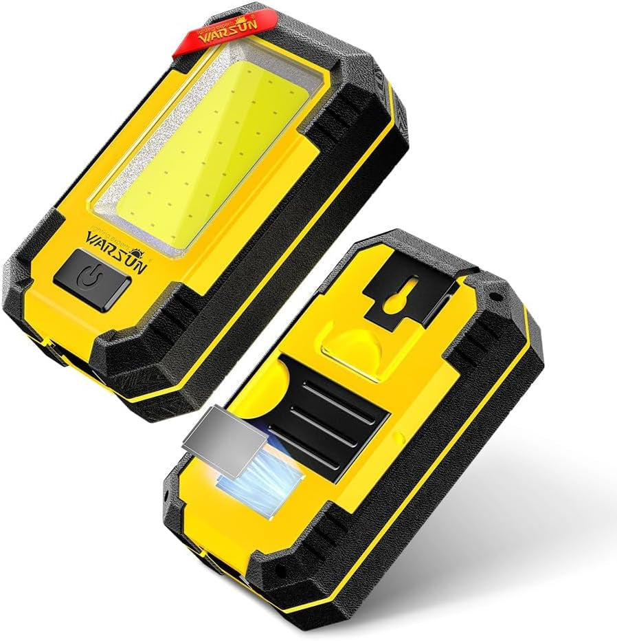 Rechargeable Work Light LED Magnetic Mechanic Light Portable Worklight for Camping Car Repairing 1200 High Lumens Bright Yellow